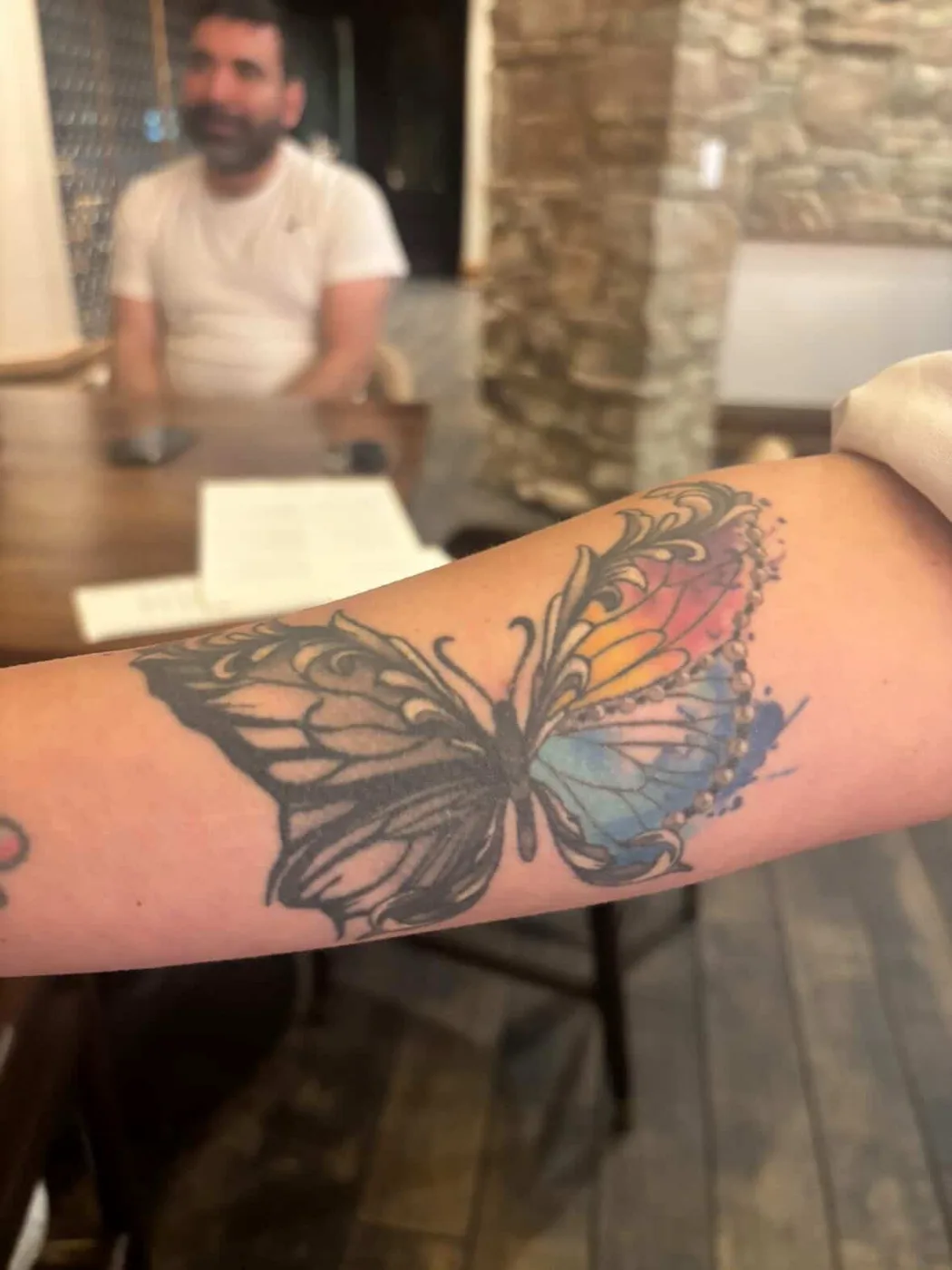 A butterfly tattoo in memory of a friend
